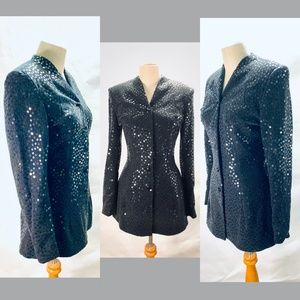 Peggy Jennings black sequin coat
